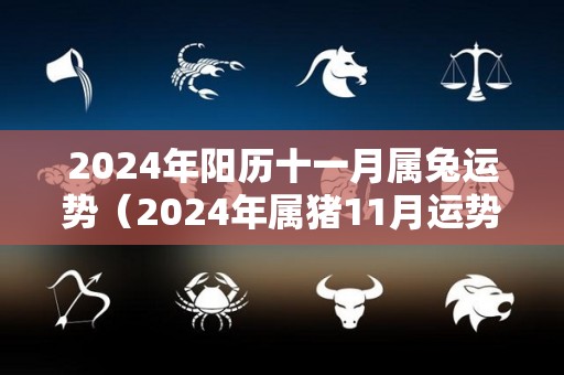 2024年阳历十一月属兔运势（2024年属猪11月运势）
