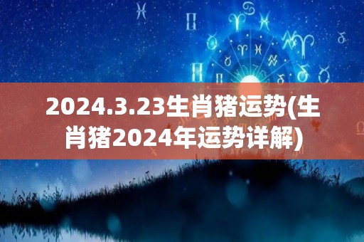 2024.3.23生肖猪运势(生肖猪2024年运势详解)