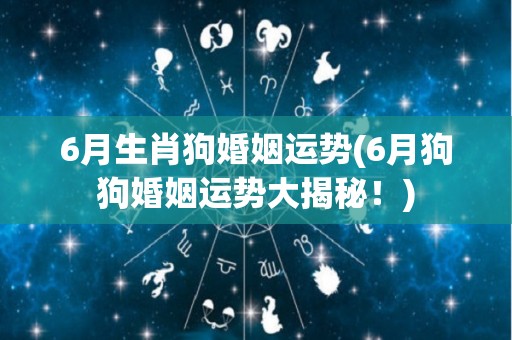 6月生肖狗婚姻运势(6月狗狗婚姻运势大揭秘！)
