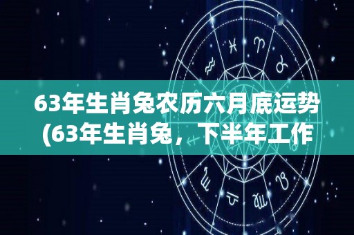 63年生肖兔农历六月底运势(63年生肖兔，下半年工作开运，财运稳定，事业增加新机遇。)