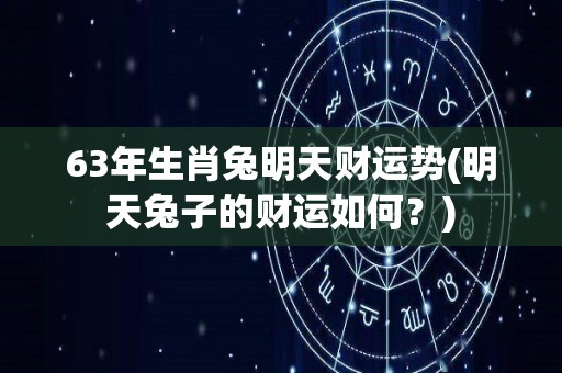 63年生肖兔明天财运势(明天兔子的财运如何？)