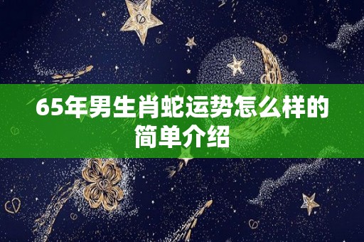 65年男生肖蛇运势怎么样的简单介绍