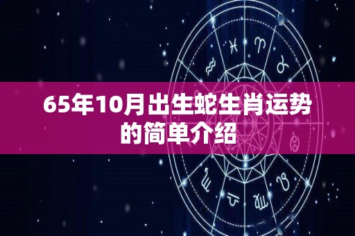 65年10月出生蛇生肖运势的简单介绍