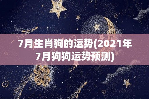 7月生肖狗的运势(2021年7月狗狗运势预测)