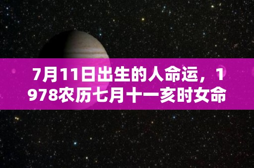 7月11日出生的人命运，1978农历七月十一亥时女命
