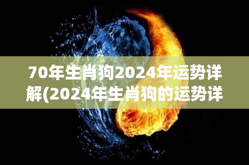 70年生肖狗2024年运势详解(2024年生肖狗的运势详解)