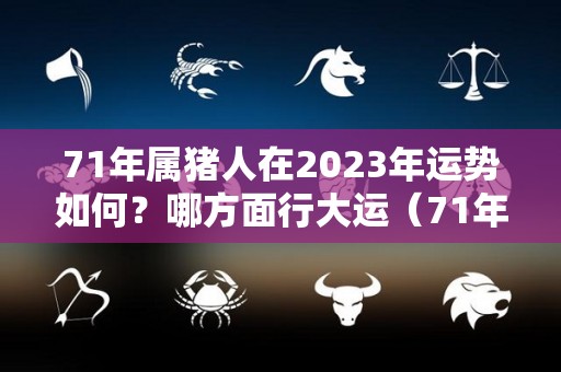 71年属猪人在2023年运势如何？哪方面行大运（71年属猪2023年运势及运程每月运程女）