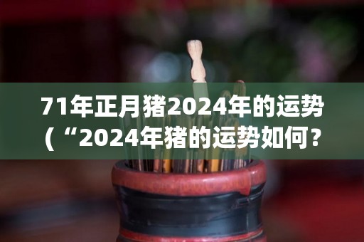 71年正月猪2024年的运势(“2024年猪的运势如何？”)