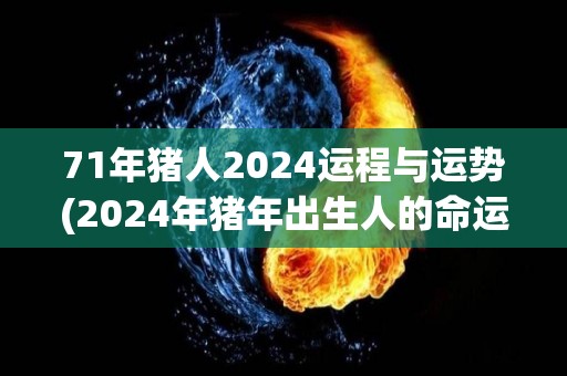 71年猪人2024运程与运势(2024年猪年出生人的命运和运势预测)