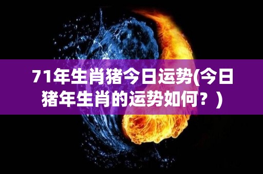 71年生肖猪今日运势(今日猪年生肖的运势如何？)