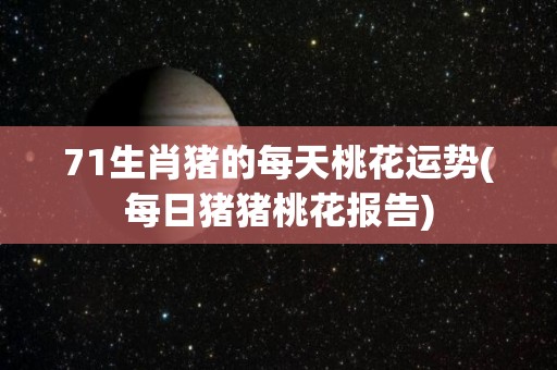 71生肖猪的每天桃花运势(每日猪猪桃花报告)