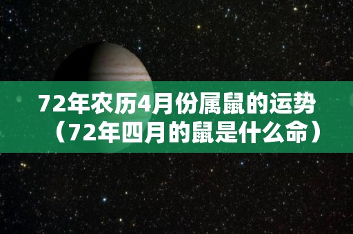 72年农历4月份属鼠的运势（72年四月的鼠是什么命）