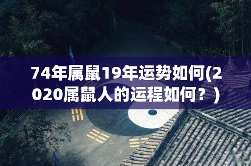 74年属鼠19年运势如何(2020属鼠人的运程如何？)