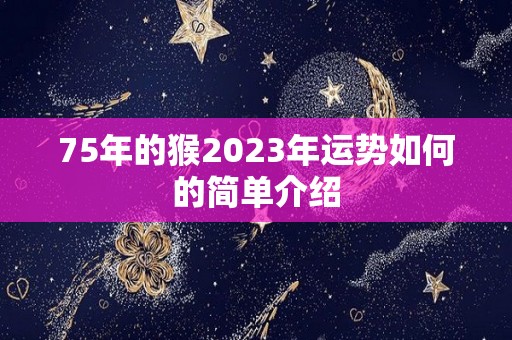 75年的猴2023年运势如何的简单介绍