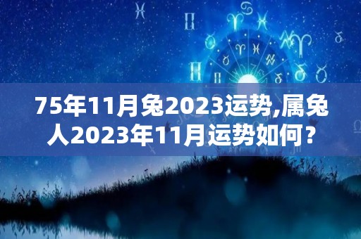 75年11月兔2023运势,属兔人2023年11月运势如何？