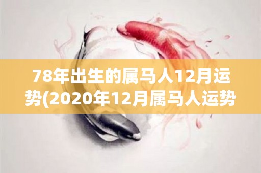 78年出生的属马人12月运势(2020年12月属马人运势预测)