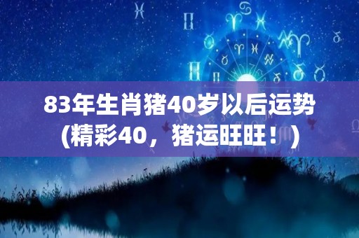83年生肖猪40岁以后运势(精彩40，猪运旺旺！)