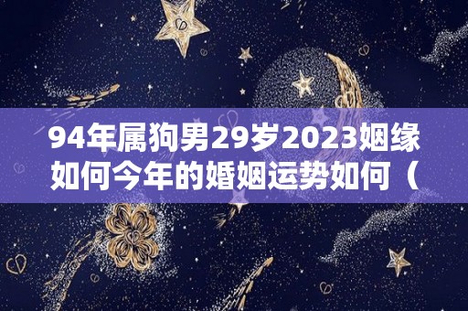 94年属狗男29岁2023姻缘如何今年的婚姻运势如何（94年属狗男2020年好不好）